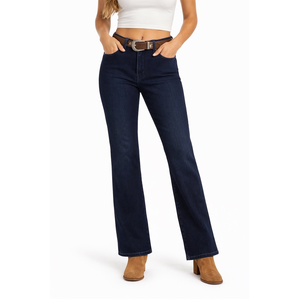 Express High Rise Bootcut Jeans Womens 10R Dark Wash Indigo Stretch Denim Flare